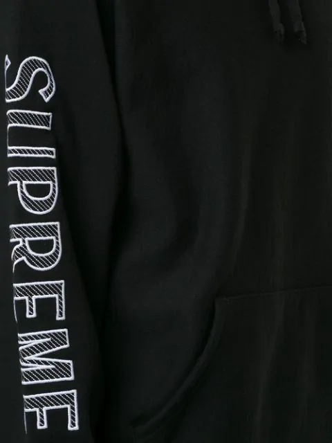 Supreme Sleeve Embroidery Hooded Sweat In Black | ModeSens