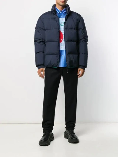 Shop Kenzo Reversible Colour Block Puffer Jacket In Blue