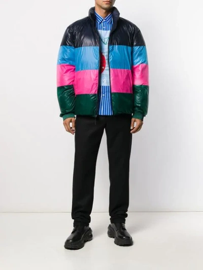 Shop Kenzo Reversible Colour Block Puffer Jacket In Blue