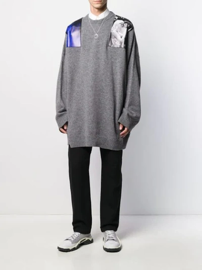 Shop Raf Simons Oversized-pullover Mit Print In Grey