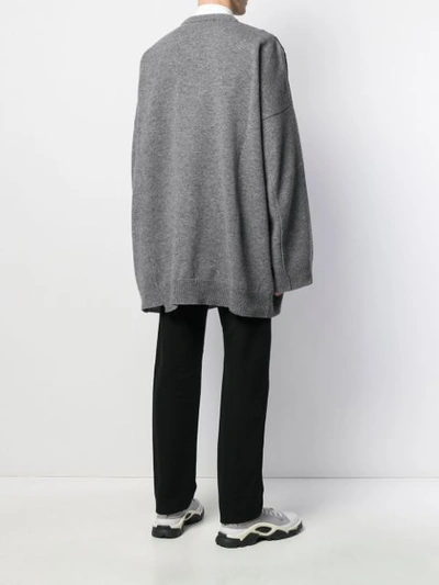 Shop Raf Simons Oversized-pullover Mit Print In Grey