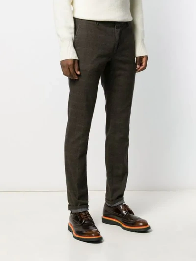 Shop Incotex Checked Straight Leg Trousers In Brown