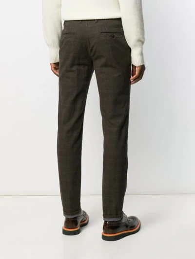 Shop Incotex Checked Straight Leg Trousers In Brown
