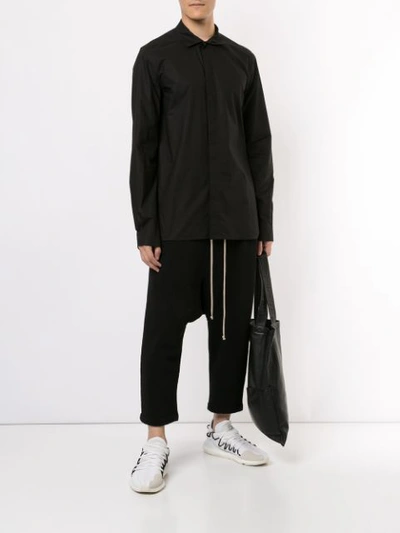 Shop Rick Owens Pointed Collar Shirt In Black