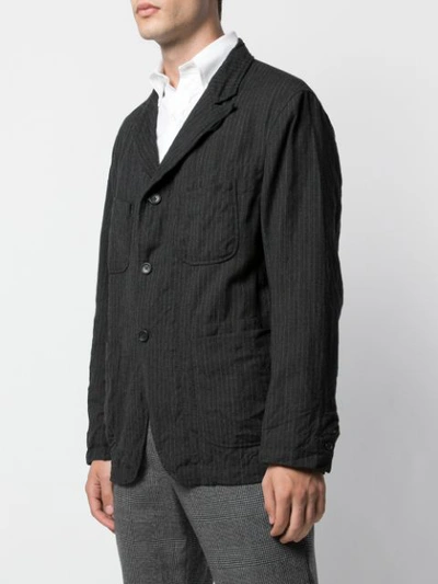 Shop Engineered Garments Striped Multi-pocket Blazer In Grey