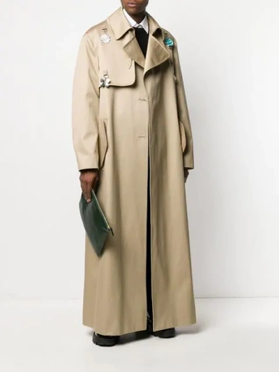 Shop Raf Simons Charm Long Trench Coat In Neutrals