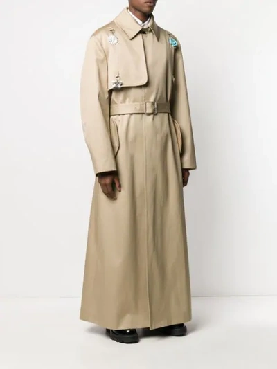 Shop Raf Simons Charm Long Trench Coat In Neutrals