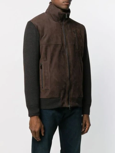 Shop Paul & Shark Contrast Texture Colour Block Jacket In Brown