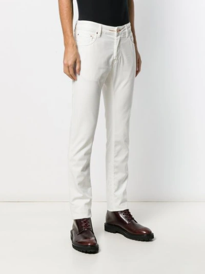 Shop Hand Picked Slim Fit Trousers In White