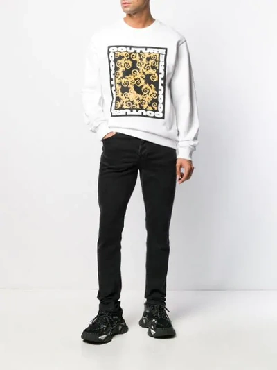 Shop Versace Jeans Couture Baroque Print Sweatshirt In White
