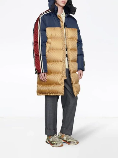 Shop Gucci Padded Jacquard Print Jacket In Neutrals
