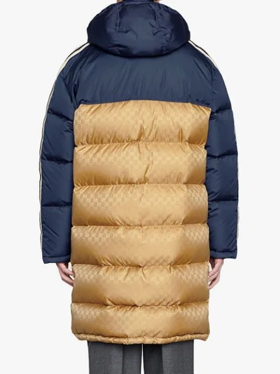Shop Gucci Padded Jacquard Print Jacket In Neutrals
