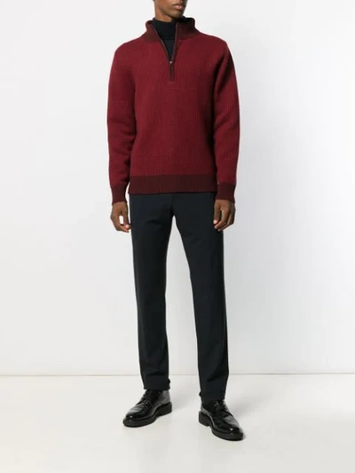 Shop Holland & Holland Zipped-collar Jumper In Red