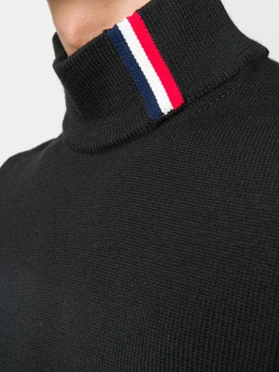 Shop Moncler Stripe Detail Turtle Neck Sweater In Black