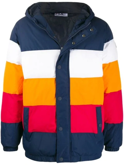 Shop Fila Colour-block Puffer Jacket In Blue