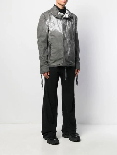 Shop Army Of Me Paint Splattered Denim Jacket In Grey