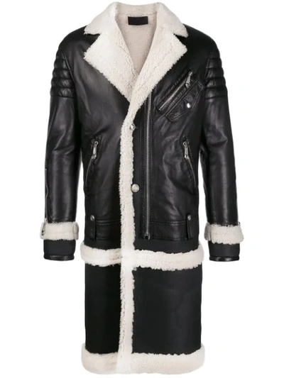 Shop Philipp Plein Long Shearling Coat In Black