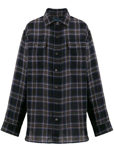 Shop Lost Daze Checked Printed Slogan Shirt In Black ,blue