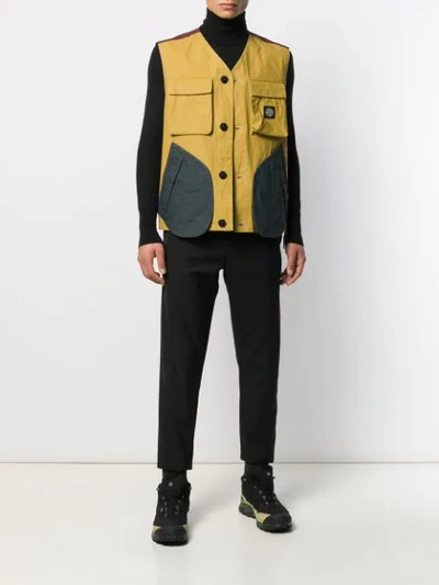 Shop Stone Island Patch Pocket Jacket In Yellow