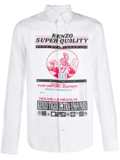 Shop Kenzo Pinstripe Slim-fit Shirt In White
