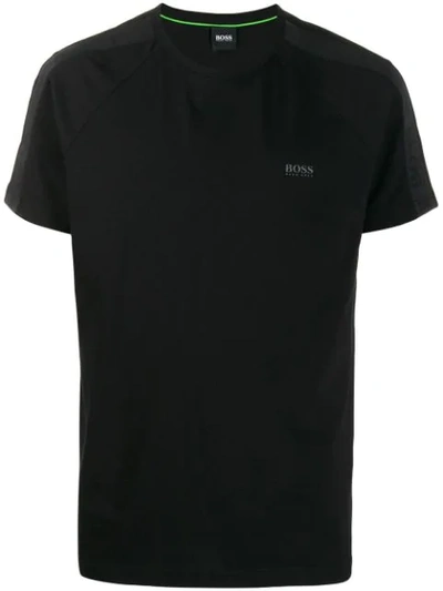 Shop Hugo Boss Logo Stripe T-shirt In Black