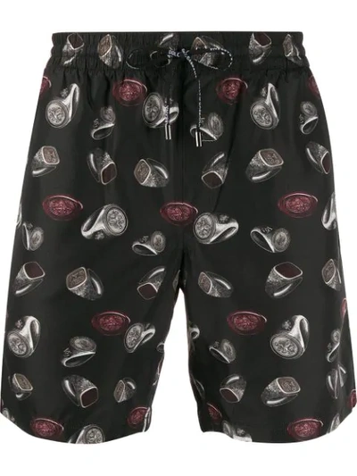 Shop Dolce & Gabbana Short Ring-print Swimming Shorts In Black