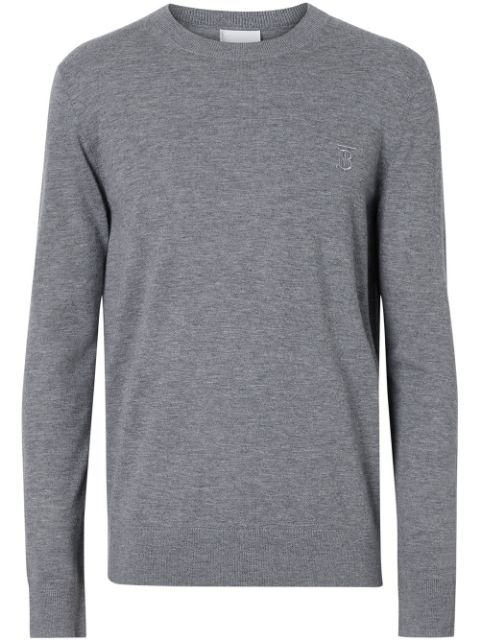 Monogram Motif Cashmere Sweater In Grey 