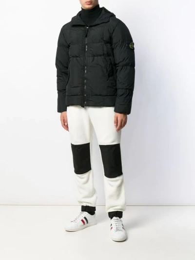 Shop Moncler Side Button Fleece Trousers In White