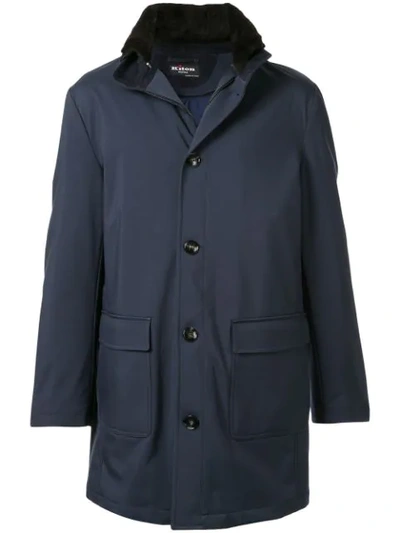 Shop Kiton Detachable Collar Raincoat In Blue