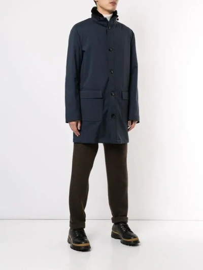 Shop Kiton Detachable Collar Raincoat In Blue