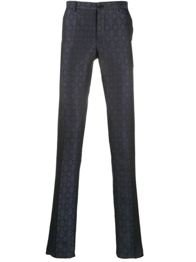 Shop Etro Pattern Embroidered Trousers In 0200 Blue