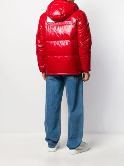 Shop Tommy Hilfiger Hooded Padded Jacket In Red