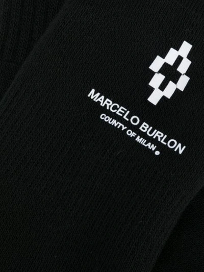 Shop Marcelo Burlon County Of Milan Logo Socks In Black