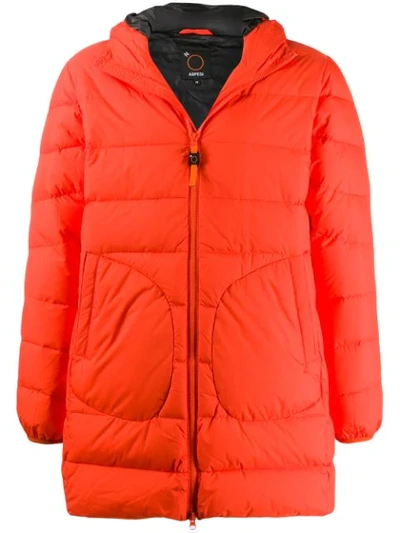 Shop Aspesi Padded Hooded Coat In Arancione