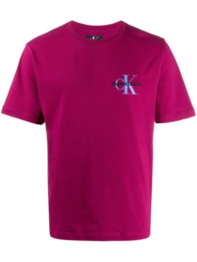 Shop Calvin Klein Jeans Est.1978 Embroidered Logo T-shirt In Pink