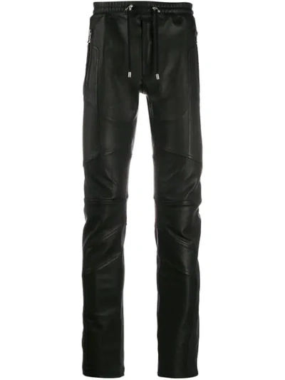 Shop Balmain Skinny Leather Trousers In Black