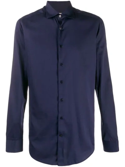 Shop Etro Long Sleeved Cotton Shirt In Blue