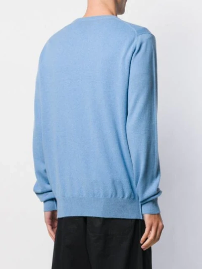 STELLA MCCARTNEY RIBBED CREW NECK KNITTED SWEATER - 蓝色