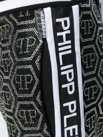 Shop Philipp Plein Logo Drawstring Track Trousers In Silver