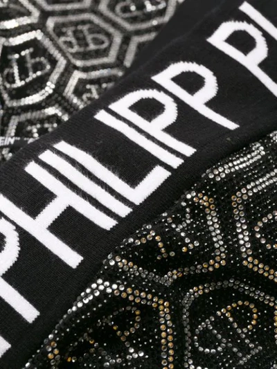 Shop Philipp Plein Logo Drawstring Track Trousers In Silver