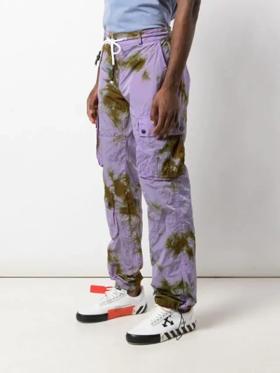 Shop Palm Angels Tie-dye Drawstring Cargo Trousers In Purple