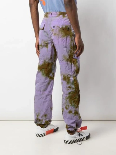 Shop Palm Angels Tie-dye Drawstring Cargo Trousers In Purple