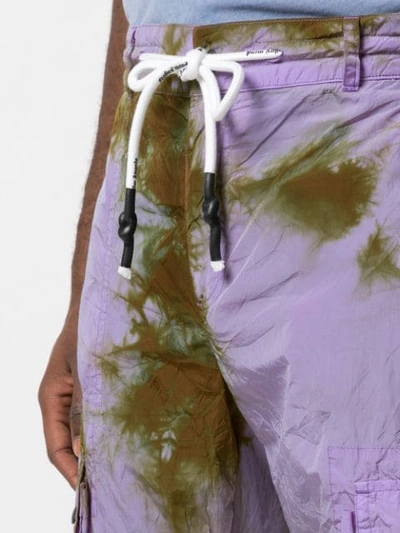 Shop Palm Angels Tie-dye Drawstring Cargo Trousers In Purple