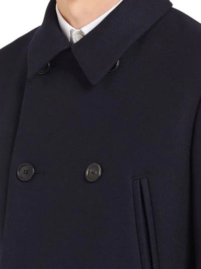 Shop Prada Double Clotch Trench Coat In Blue