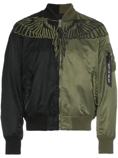 Shop Marcelo Burlon County Of Milan Wings Alpha Bomber Jacket In Green