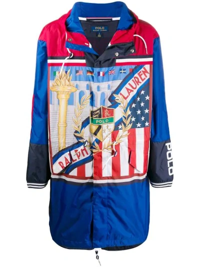 Shop Polo Ralph Lauren American Flag Print Jacket In Blue