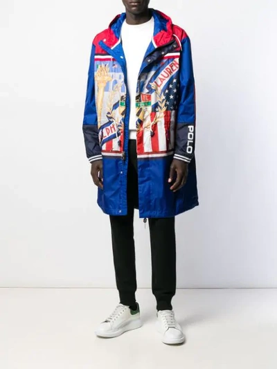 Shop Polo Ralph Lauren American Flag Print Jacket In Blue