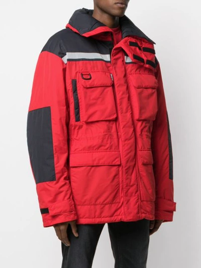 Shop Balenciaga Panelled Padded Parka In Red