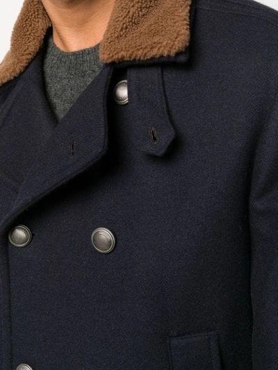 Shop Brunello Cucinelli Fitted Short Double-breasted Coat In Blue