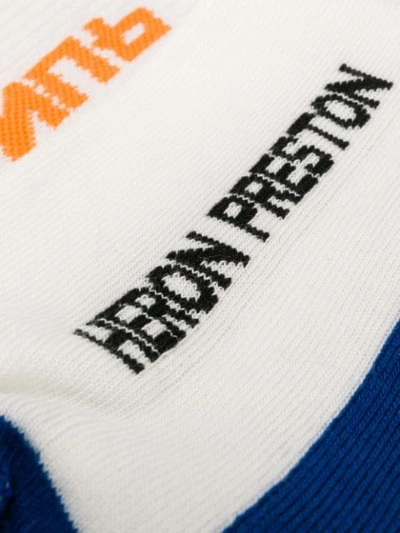 Shop Heron Preston Logo Knit Ankle Socks In Blue